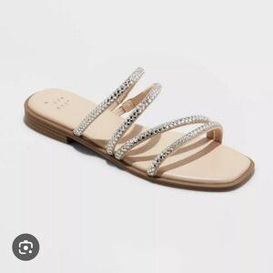 a new day Tan and Silver Slide Sandals